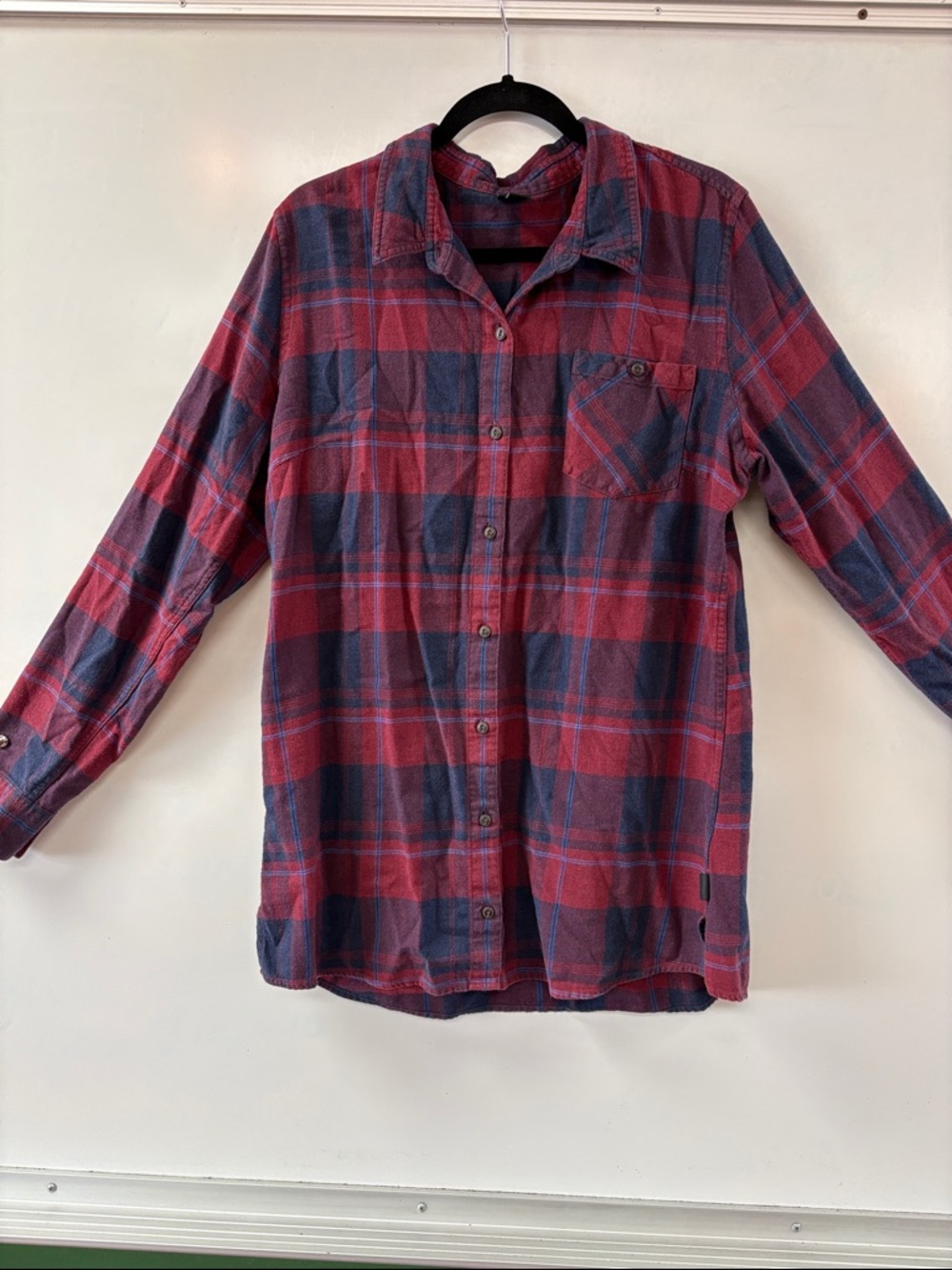Patagonia Red and Navy Plaid Flannel Shirt Dress